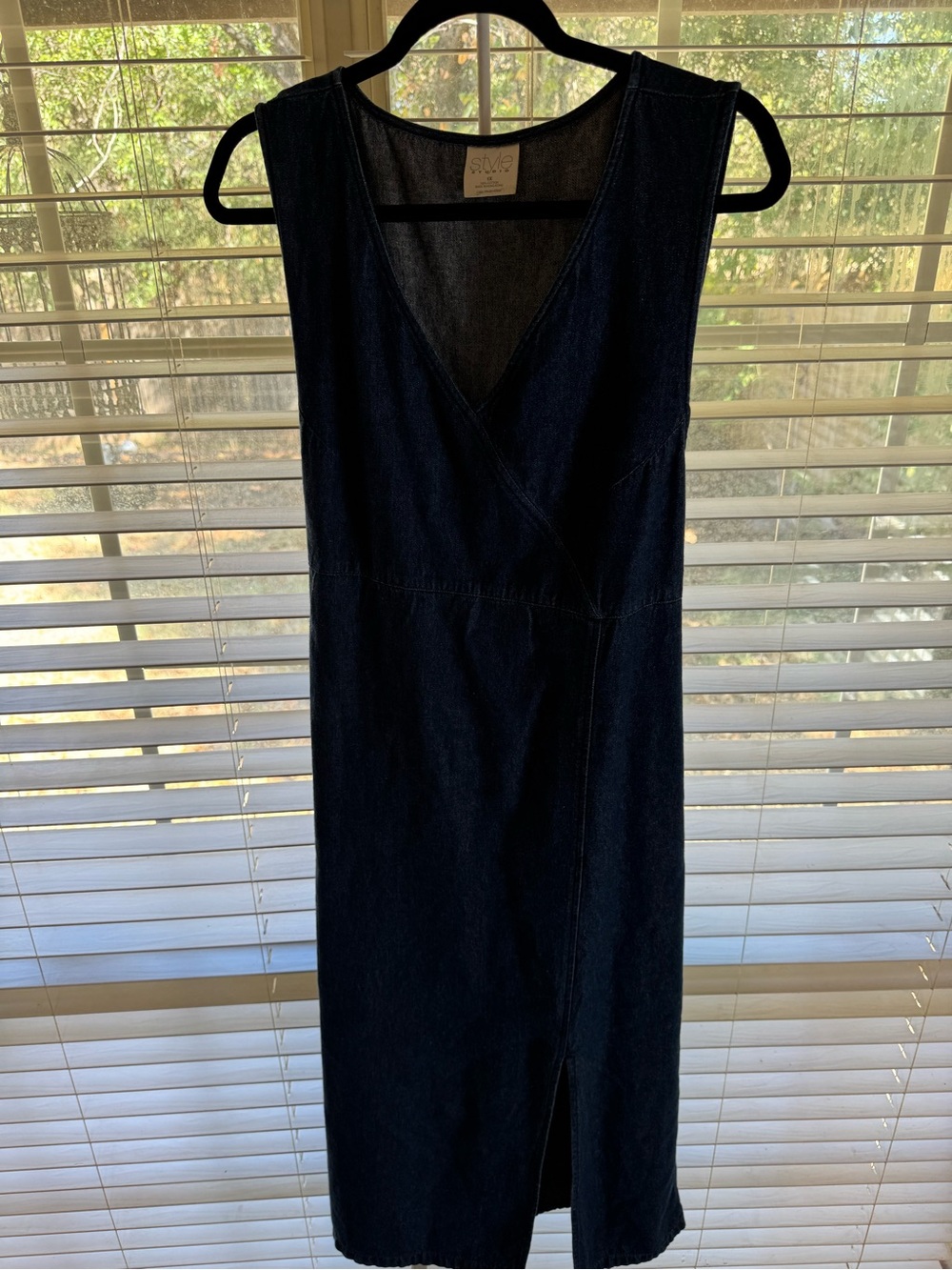 Studio Dark Blue Sleeveless Wrap-Style Denim Dress